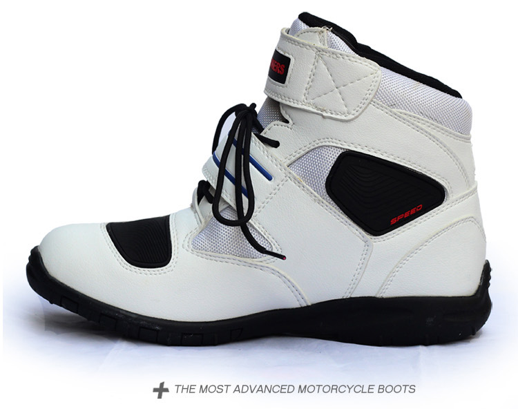 Soft Motorcycle Boots Biker Waterproof Speed Motorboats Men Motocross Boots Non-slip Motorcycle Shoes Color:white Shoe US Size:9 - image 2 of 7
