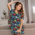 thumbnail image 3 of Honeii Vehicles Cartoon with Funny Drivers,Animal Drivers Print Women's Loose Short Sleeve Nightgown, Soft Cotton Sleepwear, Comfy Loose Fit Pajama Dress for Sleep and Lounge, 3 of 6