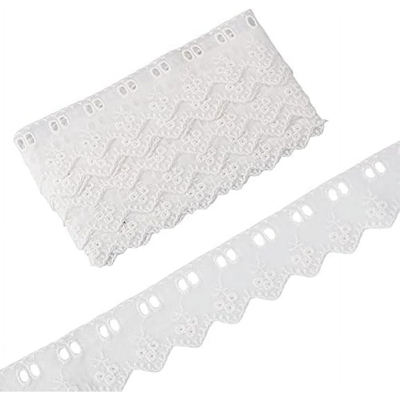 7.5 Yards White Cotton Lace Trim Hollow Embroidery Eyelet Cotton Lace Fabric Trimming Triangle With Flower