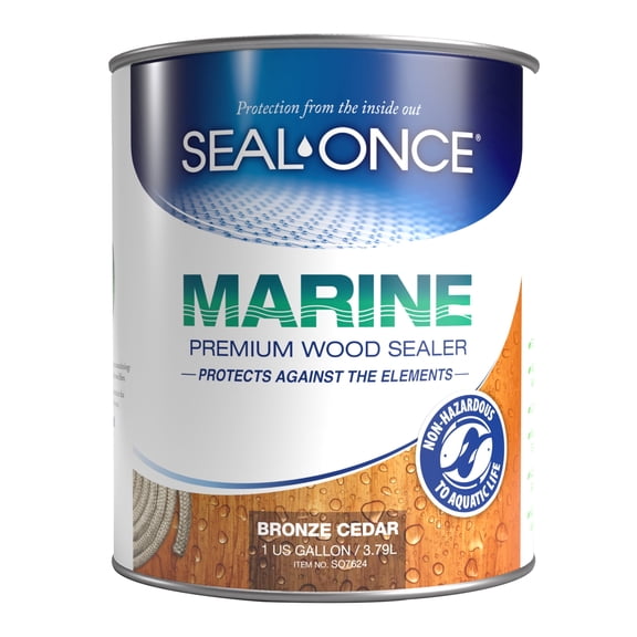 SEAL-ONCE MARINE Bronze Cedar Waterproof Wood Sealer, 1 Gallon - Outdoor Use