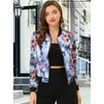 thumbnail image 3 of INSPIRE CHIC Women's Bomber Jacket Slim Fit Lightweight Zip Up Jacket L Blue, 3 of 8