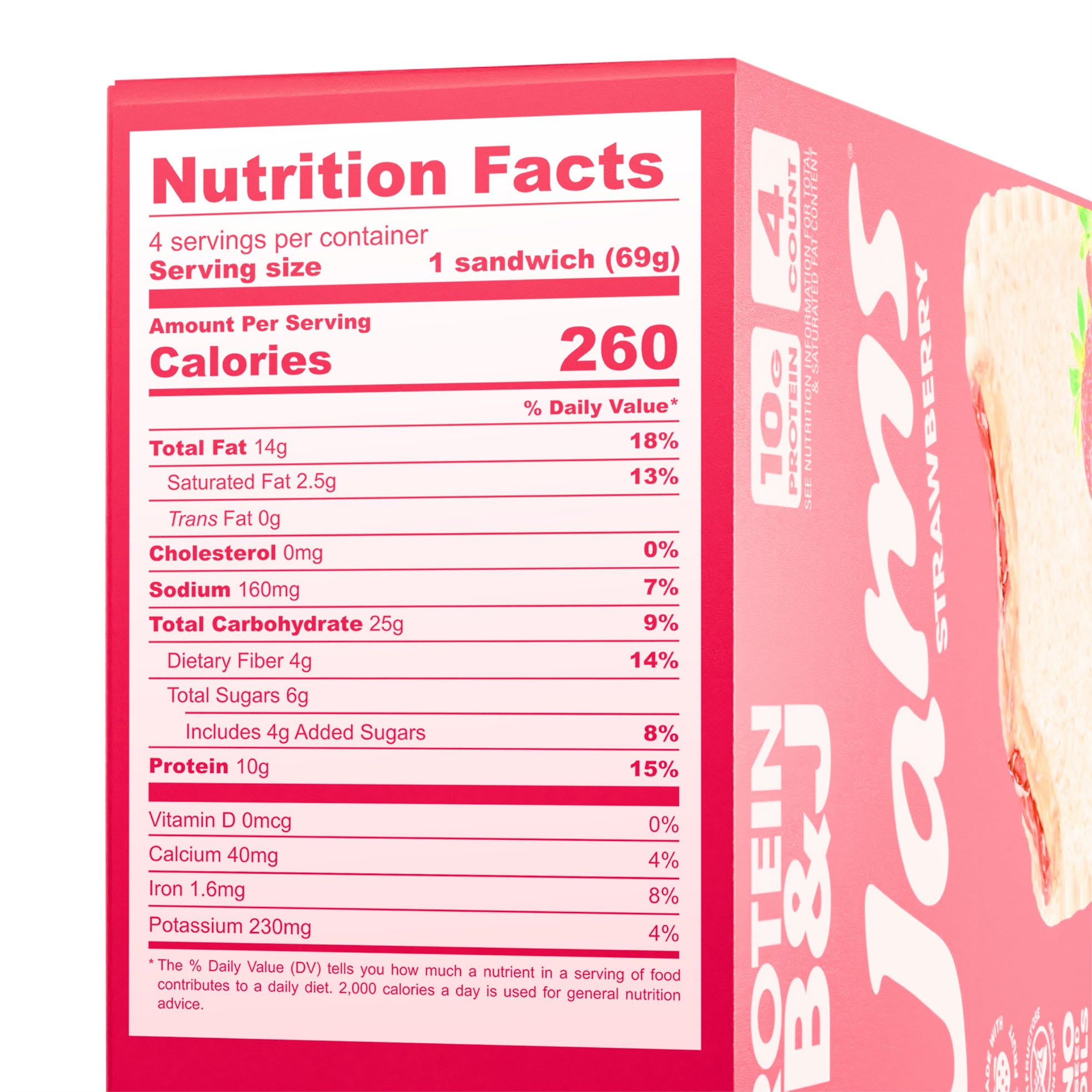 Jams Strawberry 10g Protein Frozen PB&J Sandwiches, 4 Count, 9.7