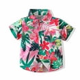 thumbnail image 2 of Elainilye Fashion Summer Toddler Baby Boy Hawaiian Shirt Casual Beach Wear Print Short-sleeved Shirt Top Sizes 1-5Y,Multi-color, 2 of 7