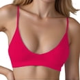 thumbnail image 2 of Women's Lace Bra JIANLAI Plunge Bra V Neck Wireless No Padded Soft Comfortable Everyday Sleep Bras Watermelon red, 2 of 5