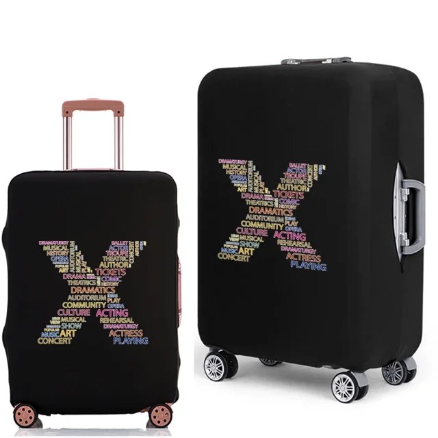 2022 Luggage Case Protective Cover Text 26 Letter Pattern Travel Elastic Duffle Luggage Dust Cover for 18-28 Inch Suitcase 8text X S