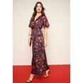 thumbnail image 3 of Roaman's Women's Plus Size Stretch Satin Faux Wrap Dress, 3 of 4