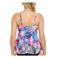 thumbnail image 2 of SWIM SOLUTIONS Women's Multi Color Printed Lined Stretch Deep V Neck Adjustable Underwire Tankini Swimsuit Top 8, 2 of 2
