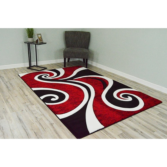 Premium 3D Hand Carved Modern Abstract 5x8 5x7 Rug Contemporary 327 Red