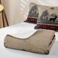 thumbnail image 4 of Erosebridal Rustic Western Elk Twin Quilt Set for Women Men, Beige Red Aztec Damask Twin Coverlet Set, 2-Piece, 4 of 7