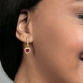 thumbnail image 4 of Gem Stone King 18K Yellow Gold Plated Silver Red Zirconia and White Created Sapphire Dangle Earrings for Women (1.98 Cttw, Gemstone, Heart Shape 6MM), 4 of 5