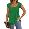 thumbnail image 4 of ECZHAW Women Summer Tops Cute Square Neck Tank Tops Loose Dressy Casual Shirts Cap Sleeve Tunic Tops,, 4 of 7