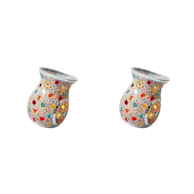 Matsuzay Mosaic Glass Oil Burner Candle Holder Home Wax Melt Decor 2piezas Vistoso