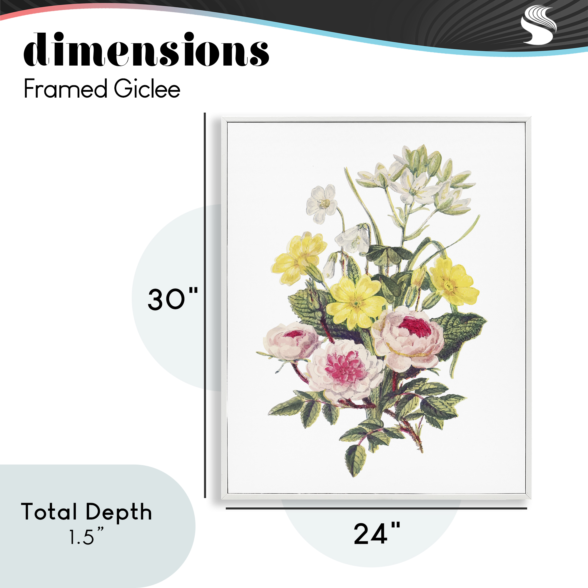 Bushel of Wild Florals White Framed Giclee Art, design by Lettered and Lined