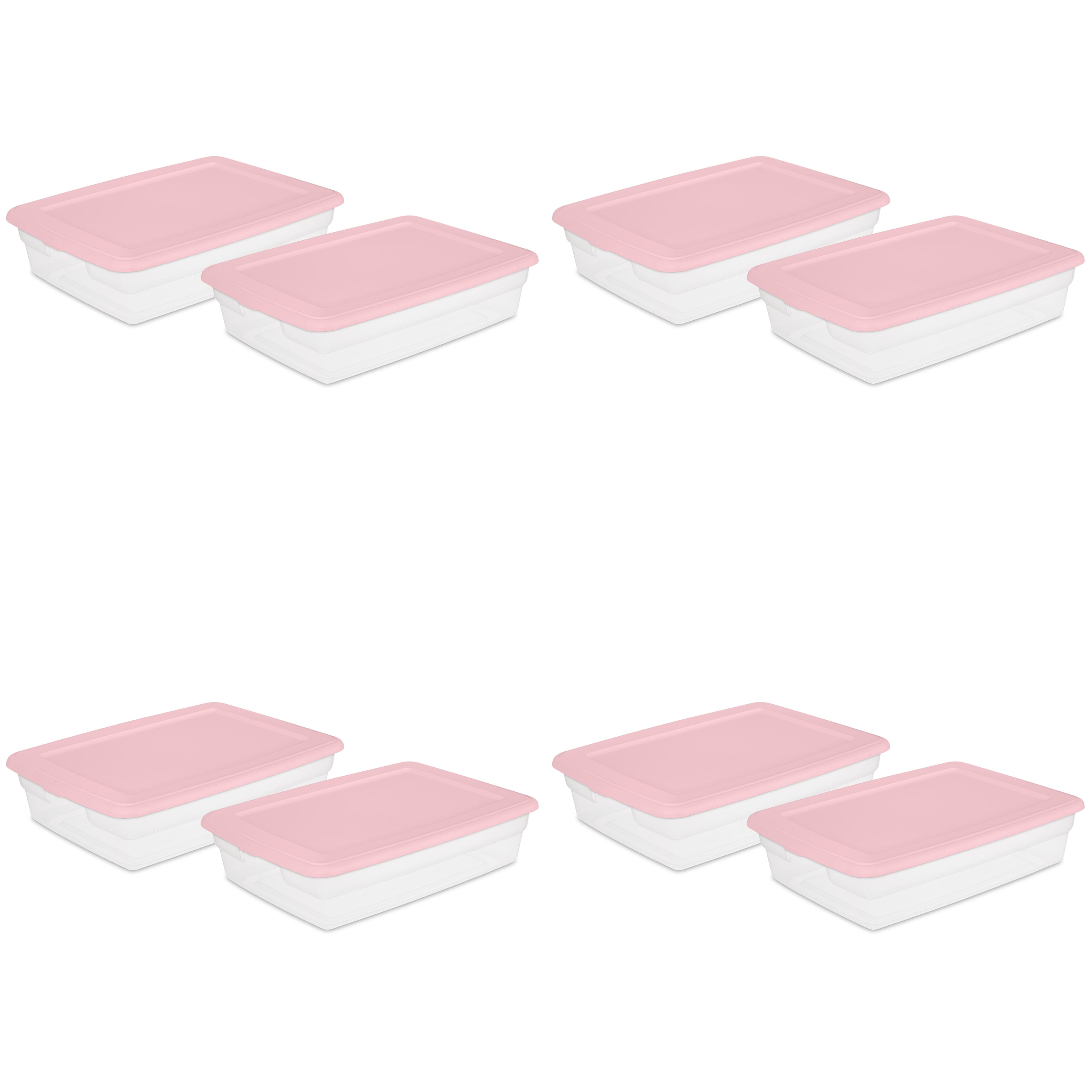 Sterilite Plastic 28 Qt. Storage Box Blush Pink Set of 8