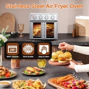 PlumChef 26QT Large capacity French Double-Door Air Fryer Convection Toaster Oven, 1700W,7 Preset Menus,7-in-1 Multi-Function for Bake, Roast, Grill, Toast, Dehydrate Defrost, Stainless Steel