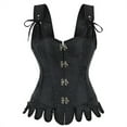 thumbnail image 2 of Renaissance Corset Tops for Women Floral Lace Up Overbust Bustier Vest Vintage Waist Cincher Bodice Shapewear Tank Top with Irregular Hem, 2 of 9