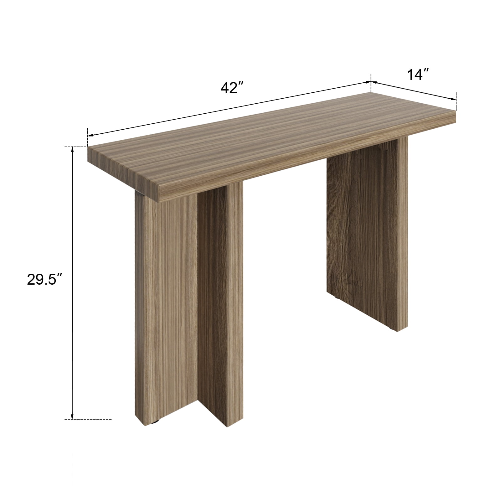 42 Inch Narrow Entryway Console Table, Oak 3D Textured MDF Sofa Table with Sturdy T-Shaped Legs, Space Saving Hallway Accent Table for Living Room Foyer
