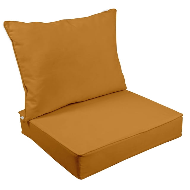 Vargottam Outdoor Deep Seat Patio Cushions Set 2pcs Seat Set All Weather Replacement Cushion Patio Seat And Back Cushion Set 25"x25"x5" Inches-Mustard Yellow