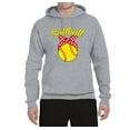 thumbnail image 2 of Wild Bobby, Cute Ribbon Bow Softball Mom Gift, Mother's Day, Unisex Graphic Hoodie Sweatshirt, Heather Grey, X-Large, 2 of 3