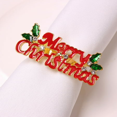 

12Pcs Napkin Rings Eye-catching Wear Resistant Metal Creative Exquisite Napkin Clips for Home Gold Metal