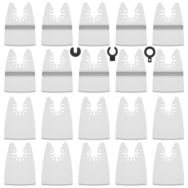 JTWEEN 20Pcs Oscillating Tool Scraper Stainless Steel Flexible Multitool Scraper Blade Rigid Oscillating Scraper Blade with Adapters for Removing Tile Glue Paint Caulk Sticker