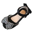 thumbnail image 1 of HABDGIKS Girl's Sandals Dance Show Princess Flat Soft Bottom Rhinestone Mesh Bow Ribbon Footwear, 1 of 5