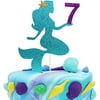 WAHAWU Mermaid Cake Topper for Birthday - Personalized Cake Decoration for Party , Glitter Smash Cake Topper , Photo Booth Props , 7 Sign Cake Flag