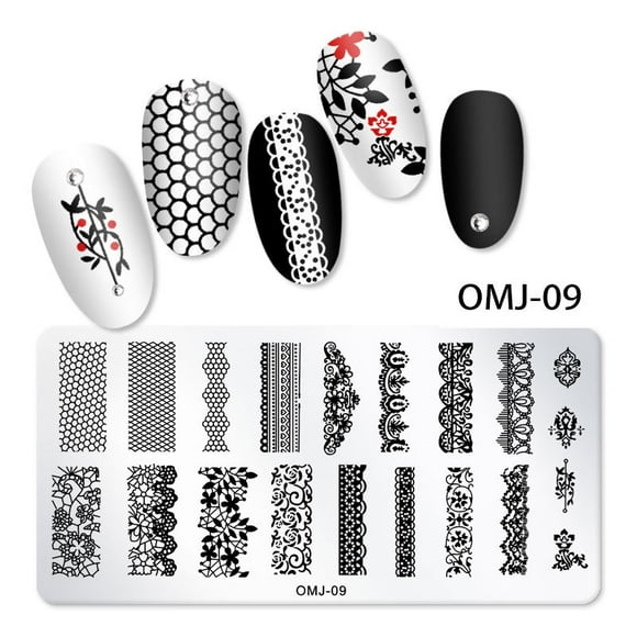 Christmas Nail Art Plates Circular Square Rectangular Stamping Plates Santa Elk Snowflake Ugly Sweater Tree Image Stamp Templates Stamping Kit DIY Print Manicure Salon Design