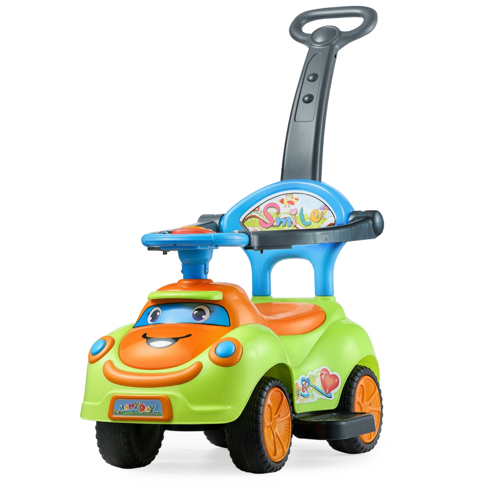 VEVOR Ride On Push Car, Push Car for Toddler 19 to 36 Months, Around Buggy with Guardrails, Handle & Under-seat Storage, 55 lbs Load Capacity, Foot-to-Floor Walker for Boys Girls, Green