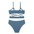 thumbnail image 6 of ZACPNCV Girls Solid Color Two Piece Bikini Swimsuit Swimwear Set for Tween Youth Modest Comfortable for Pool Beach Swimming, 6 of 9