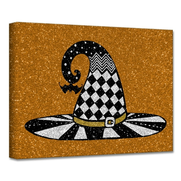 Crafted Creations Black Chic and Bewitched V Rectangular Canvas Halloween Wall Art Decor 12" x 16"