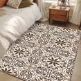 thumbnail image 2 of Brown Abstract Floral Washable Area Rug 3 x 5 ft Country Vintage Tribal Exotic Flower , Soft Non Slip Rugs Stain Repellent Indoor Felt Carpet for Living Dining Room Bedroom Home Office, 2 of 9