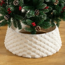 Kumdkd Christmas Plush Tree Collar Skirt, Christmas Tree Collar Christmas Tree Skirt Cover for Christmas Tree Decorations | Rattan (Natural)