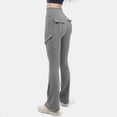 thumbnail image 2 of GEWSEY Women Workout Flare Leggings with Pockets Hidden Scrunch High Waisted Cargo Gym Yoga No Front Seam Leggings (Grey, XL), 2 of 5