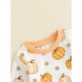 thumbnail image 5 of Toddler Baby Girl Halloween Outfit Flower Pumpkin Long Sleeve Sweatshirts Elastic Jogger Pants Set 2Pcs Fall Clothes, 5 of 8