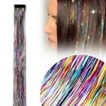 thumbnail image 2 of Colorful Hair Tinsel Kit,Hair Tinsel Pack of 1,Colorful Glitter Hair Accessories,Clip in Hair Tinsel Extensions Fairy Hair Accessories Party Kit for for Party,Valentine's Day,Cosplay(Multicolored), 2 of 8