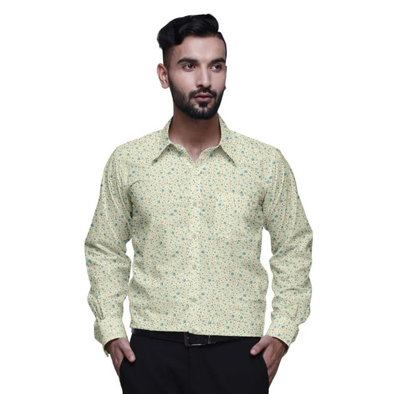 BESTMAN Cotton Formal Shirts For Men Slim Fit Printed Full Sleeve Shirts For Men