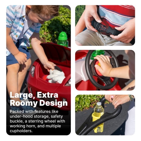 Step2 Whisper Ride II Red Toddler Ride-On Buggy with Push Handle for Ages 2-4