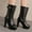 Black, variant on Bnwani Women Boots Footwear New Winter Fashion High-Heel High Mid-Calf Casual Solid Boot Black Size 5.5
