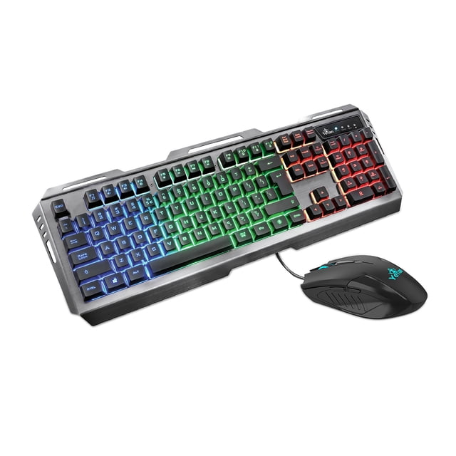 Kit teclado y mouse gamer Yeyian YKP-20706 Alambrico conector USB Teclado retroiluminado led 105 teclas Mouse optico ergonomico 6 botones DPI ajustables (800/1200/2400/3200) Led RGB