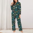 thumbnail image 2 of Salouo Christmas Dinosaur colorful Pattern Women's Pajamas Set Long Sleeve Button Down Sleepwear Soft Pj Lounge Sets for women 2 Piece Pjs Set with Long Pants-XX-Large, 2 of 7