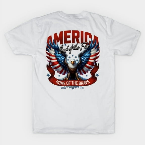 America Land Of The Free Home Of The Brave Eagle Patriotic USA Flag 4th of New Unisex T-Shirt, Up to size 5XL