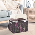 thumbnail image 3 of Yayeee Collapsible Cube Storage Bin with Lid Fabric Closet Decorative Basket with Handles, Dark Purple Floral Pattern, 3 of 7