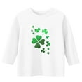 thumbnail image 3 of Posijego Unisex Kids Boys Girls St Patrick's Day Shirts 3/4 Length Sleeve Tee Clover Print Crew Neck Spring Tops, 3 of 4