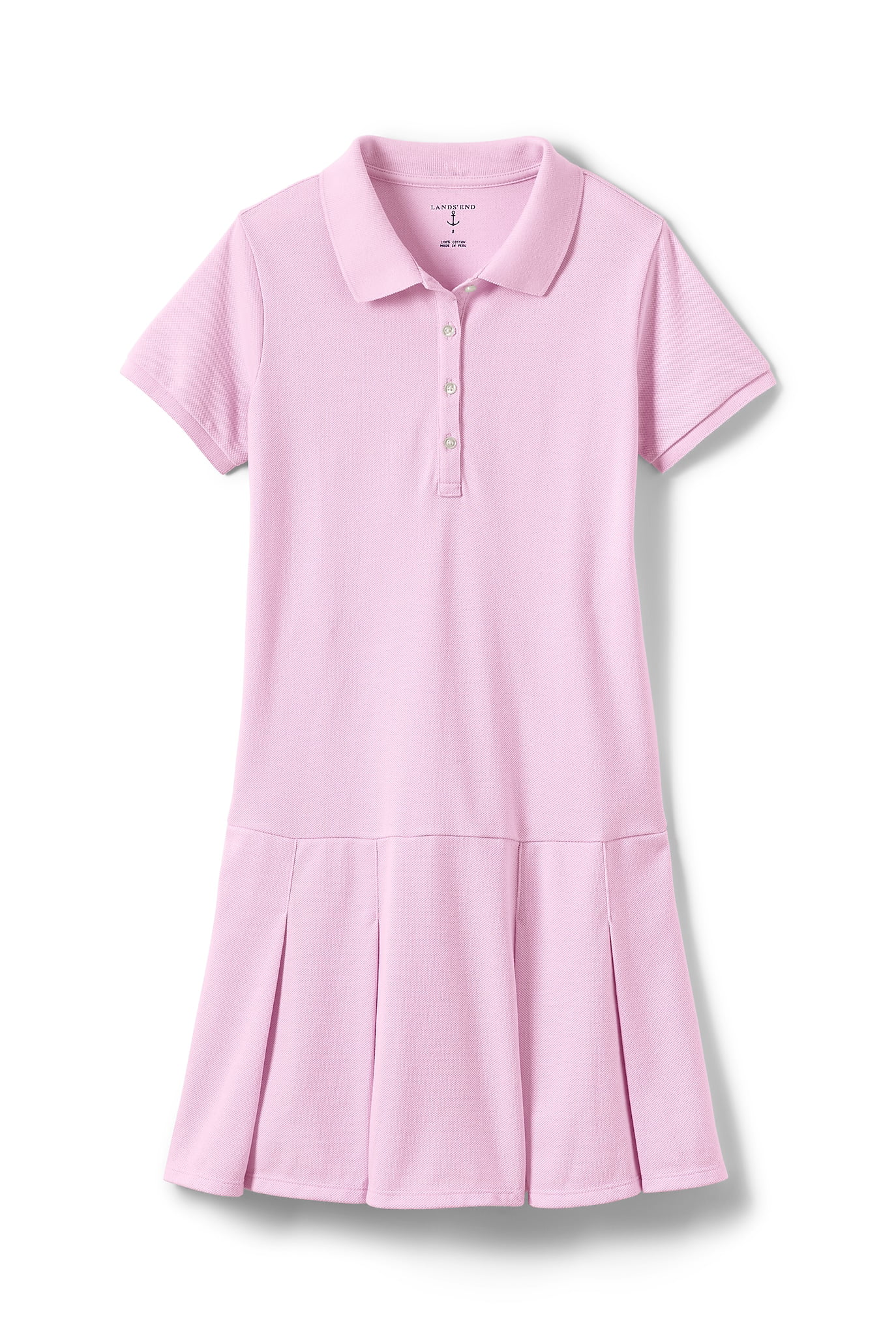 Lands End School Uniform Little Girls Short Sleeve Mesh Polo Dress