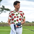 thumbnail image 5 of Balery Hand Drawn Strawberry Printed Men’s Short Sleeve Polo Shirt, Midweight Men's Shirt,Golf Polo shirts -, 5 of 8