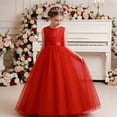thumbnail image 4 of ATOGUTA Wedding Dresses for Girls Guest Red Sleeveless Tulle Long Formal Wedding Pageant Party Fancy Princess Ball Gown Dresses 5T-15, 4 of 6