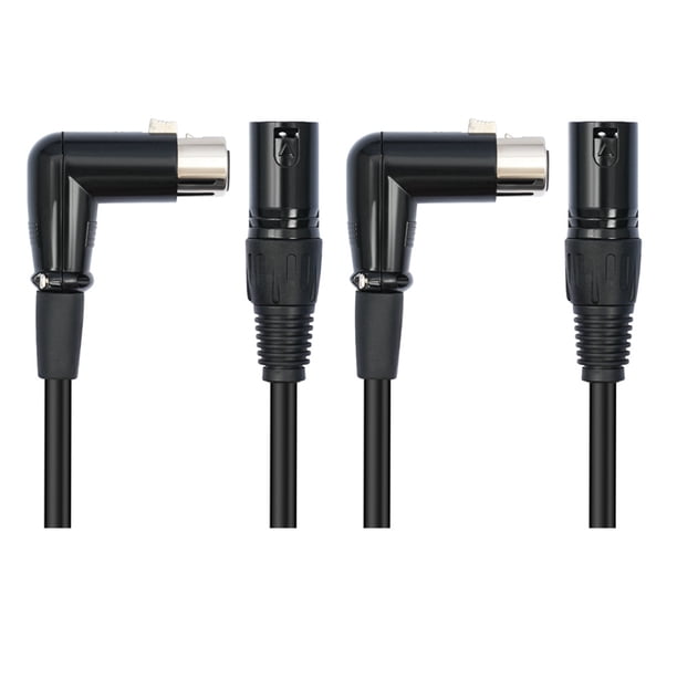 2X Cable XLR XLR Hembra de Ángulo Recto A Macho Cable de Micrófono Balanceado de 3 Pines para Mezcladores, Sistemas de Altavoces
