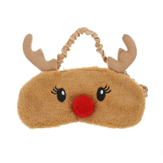 Mascarilla de ojos de peluche con hermosas bolsas de ojo de cara estereoscópicas encantadoras para dormir con los ojos vendados para el yoga fiesta de dormir (ciervos)