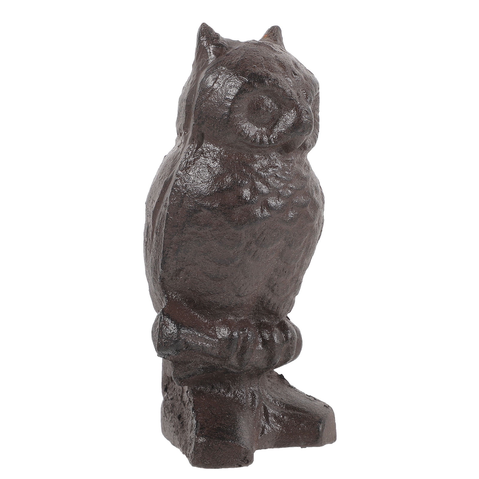 OUNONA Vivid Dark Brown Iron Owl Sculpture for Outdoor Wall Decorations and Garden Decor 7.5 x 5.5 Inches